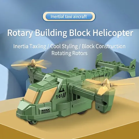 Osprey Transport Helicopter Toy Inertia Military Aircraft Model With Rotating Propellers Building Block Compatible Plastic