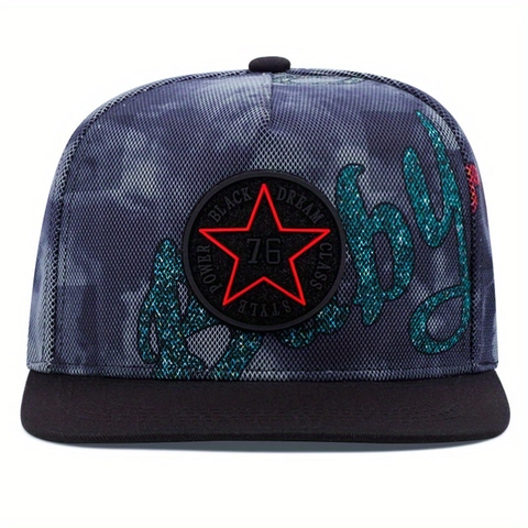 Chapeau Snapback Bord Plat Acrylique Mesh Broderie Étoile Patch Hip Hop Streetwear Pour Hommes Femmes