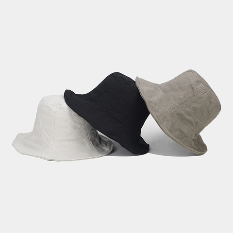 Bucket Hat Cotton Linen Foldable Sun Protection Summer Sunscreen Japanese Style Casual Solid Color Women