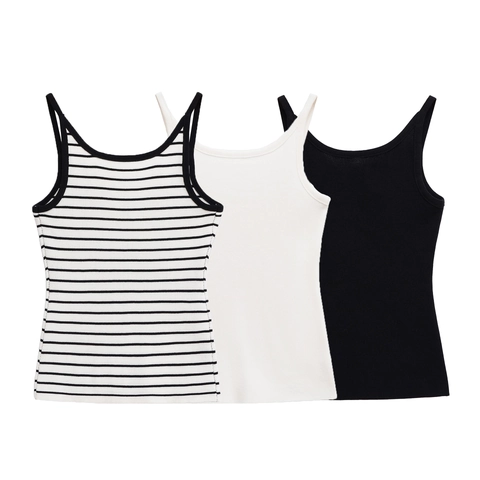 Γυναικείο Casual Πλεκτό Φανελάκι Camisole με Λεπτές Τιράντες Στρογγυλή Λαιμόκοψη Βαμβακερό Μείγμα Εφαρμοστό Μονόχρωμο Ριγέ Γιλέκο