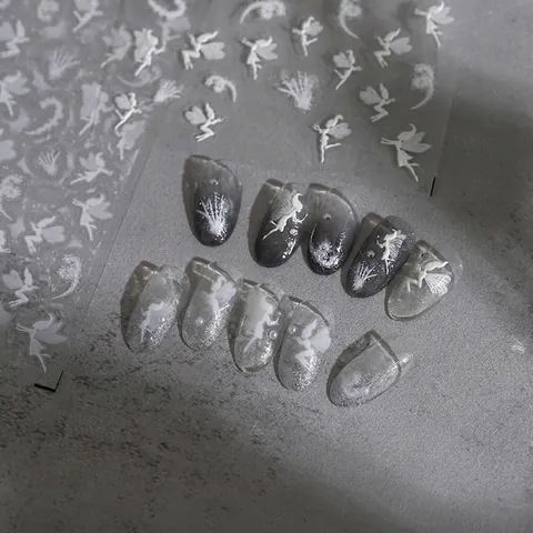 Autocollants À Ongles Relief 5D Thème Fée Magie Auto-Adhésif Stéréoscopique Plastique Manucure Décalcomanies Femmes DIY