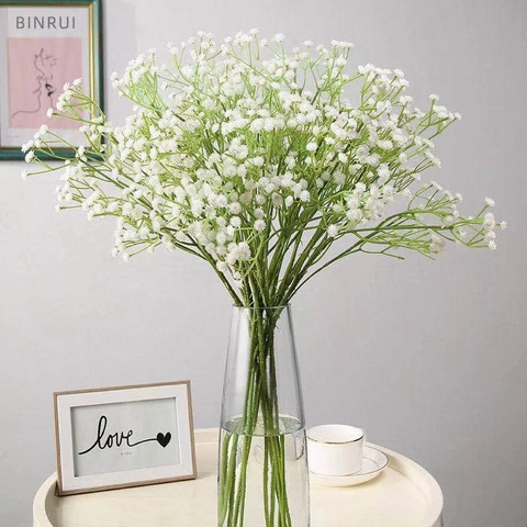 Artificial Baby's Breath Flowers Realistic Gypsophila Bouquets Satin Plastic Stems For Wedding Home Decor Arrangements
