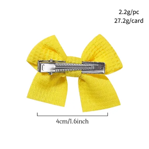 Bow Hair Clips Waffle Knit Cotton Polyester Alloy Alligator Clips Solid Color Sweet Cute Accessories For Toddler Kids Girls