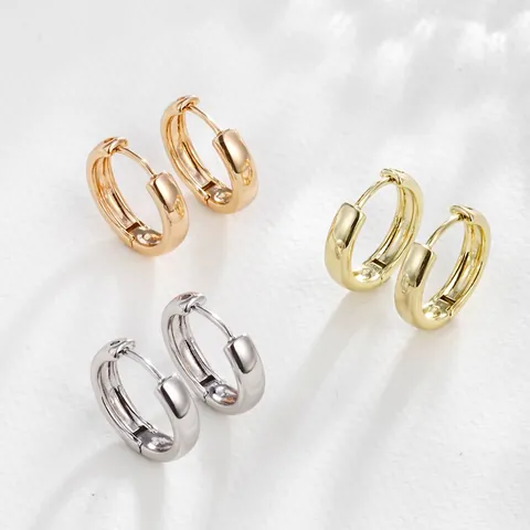 Minimalist Geometric Hoop Earrings Copper Alloy High Polished Round Huggie Ear Buckle Lightweight Jewelry For Women