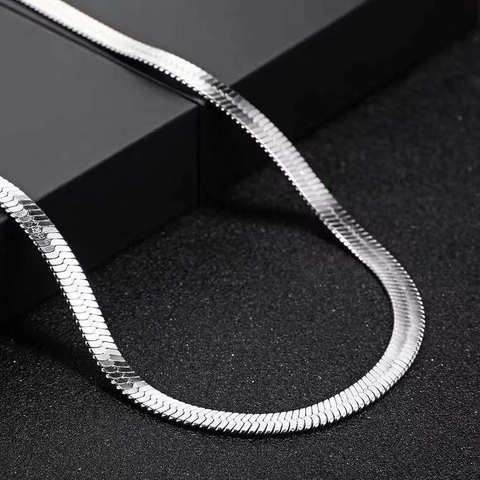 Minimalist Stainless Steel Flat Snake Chain Necklace Hip Hop Herringbone Blade Chain Unisex High Polished Jewelry Gift
