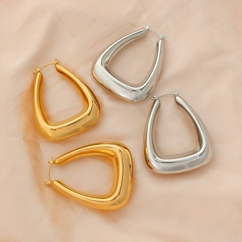 Orecchini a Cerchio Minimalisti in Acciaio Inossidabile a Forma di U Oro Argento Placcati Geometrici Grandi Lisci per Donna Gioielli Regalo