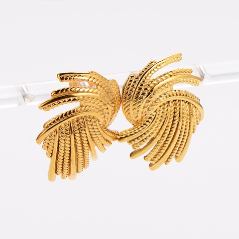 Pendientes De Ala De Vórtice Irregular Exagerados Chapados En Oro De 18K Acero Inoxidable 304 Joyas De Moda