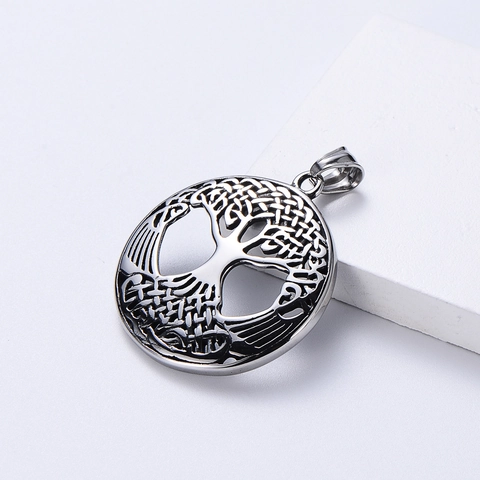 Collar Con Colgante Árbol De La Vida Acero Inoxidable 304 Estilo Vikingo Nórdico Retro Joyas Para Hombre