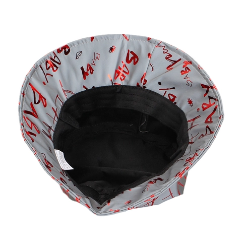 Reflective Graffiti Bucket Hat Polyester Luminous Letter Print Sun Protection Outdoor Streetwear For Men Women