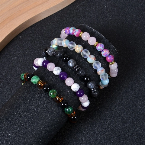 Natural Stone Beaded Bracelet Tiger Eye Aventurine Elastic Handmade Healing Energy Luck Meditation Fashion Jewelry