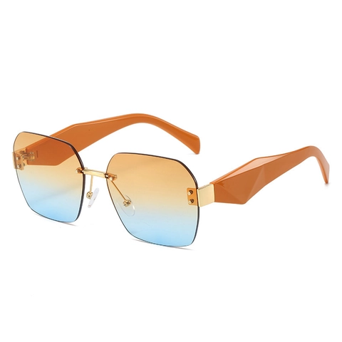 Randloze Vierkante Zonnebril Oversized Geometrische Verloop PC Lenzen UV400 Bescherming Mode Voor Dames En Heren