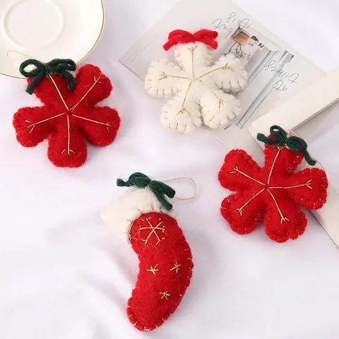 Kerstversiering Wolvilt Hangers Handgemaakte Boomdecoraties Kerstman Sneeuwpop Rendier DIY Knutselaccessoires Feestelijke Party