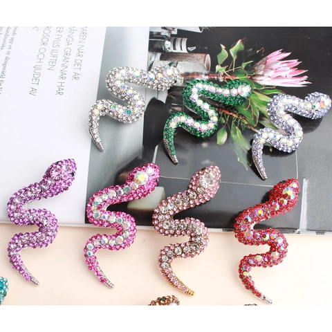 Snake Brooch Rhinestone Enamel Zinc Alloy Animal Pin Fashion Jewelry Accessories For Women Gifts