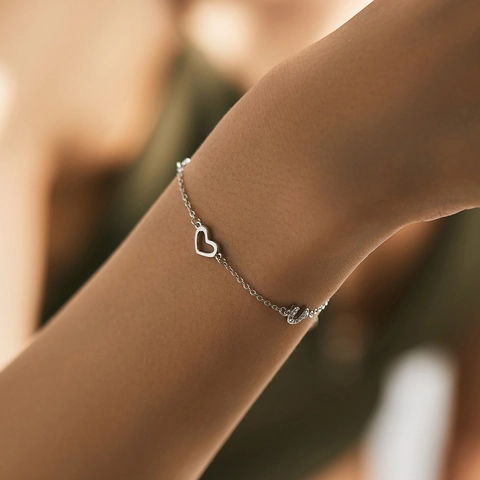 Pulsera De Plata De Ley 925 Para Mujer Forma De Corazón Con Letra I Y U Circonita Cúbica Joyería Romántica Elegante