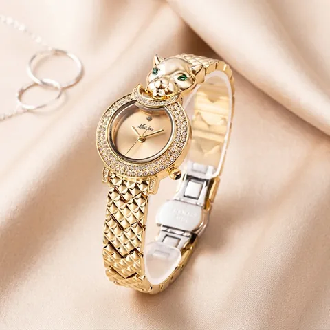 Montre À Quartz Pour Femmes Luxe Design Léopard Strass Incrusté Bracelet En Alliage Montre Élégante Pour Dames