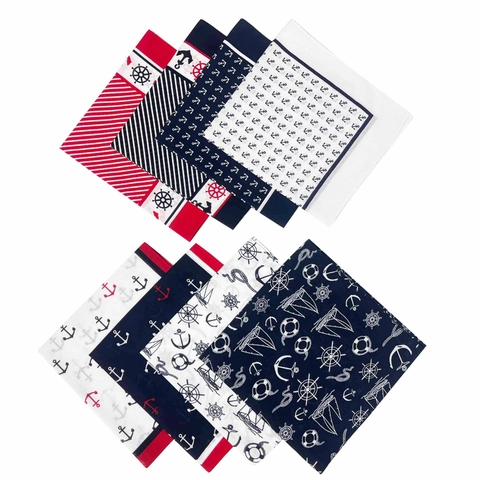 Bandana De Algodón Con Estampado De Ancla Náutica Pañuelo Cuadrado Estilo Marino Unisex Retro Tema Marino