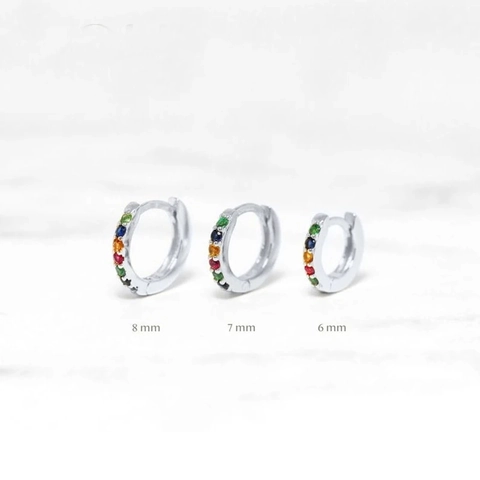 Orecchini a Cerchio Geometrici con Strass Arcobaleno da Donna con Perno in Argento Sterling 925 Gioielli Colorati Regalo