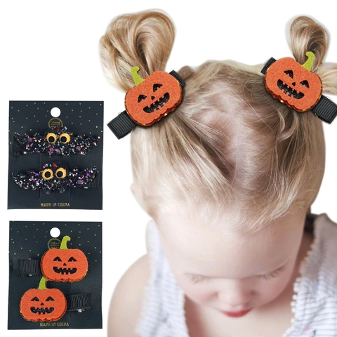 Halloween Haarspeldben Pompoen Vleermuis Vilt Lovertjes Krokodillenklemmen Kinderen Meisjes Feest Kostuum Accessoires
