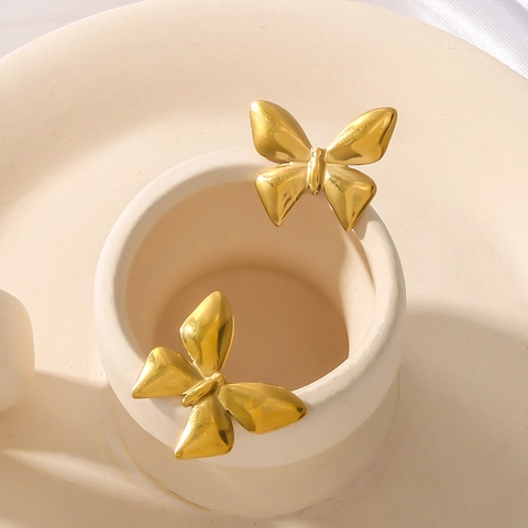 Butterfly Stud Earrings Stainless Steel 18K Gold Plated Minimalist Elegant Jewelry For Women Trendy Party Accessories