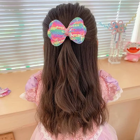 Laser Pailletten Schleife Haarklammern Glitzer Prinzessin Haarnadeln Bunter Kopfschmuck Für Mädchen Kinder