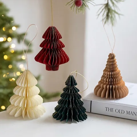 Ornamenti Appesi Albero Di Natale Carta A Nido D Ape 3D Pieghevole Decorazione Festa Natale Stile Nordico Minimalista