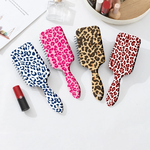 Leopard Print Air Cushion Hair Comb ABS Plastic Detangling Scalp Massage Portable Styling Tool For Women