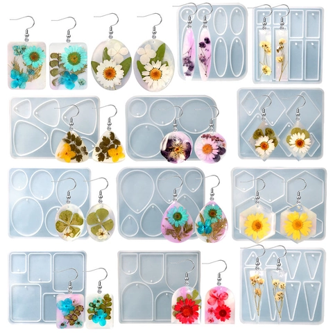 Silicone Geometric Jewelry Mold Resin Casting Mirror Surface DIY Earring Pendant Necklace Mold Handmade Jewelry Making Tools