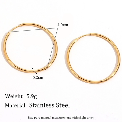 Orecchini A Cerchio Minimalisti Acciaio Inossidabile Placcato Oro 18K Lucidato A Specchio Gioielli Da Donna