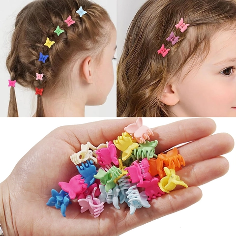 Mini Pinzas De Pelo Mariposa Plástico Colorido Mate Horquillas Para Niñas Pequeños Accesorios De Cabello
