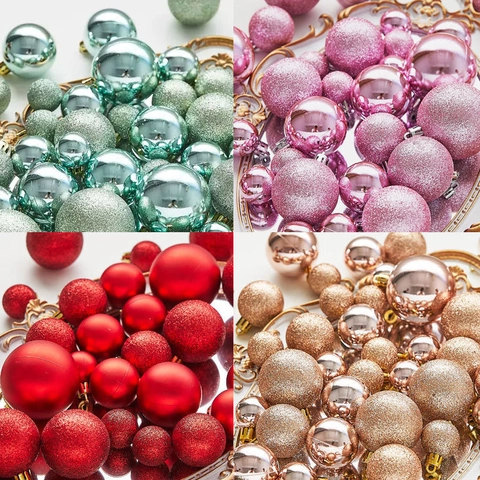 Palle Di Natale Plastica Infrangibile Decorazioni Appese Per Albero Festa Casa Opaco Lucido Glitter Misto