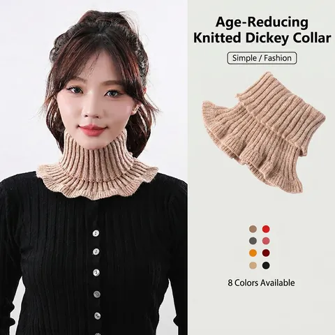 Dames Gebreide Dickey Kraag Nekwarmer Ruffles Geribbeld Valse Kraag Warme Wintersjaal Voor Dagelijks Buiten Accessoires