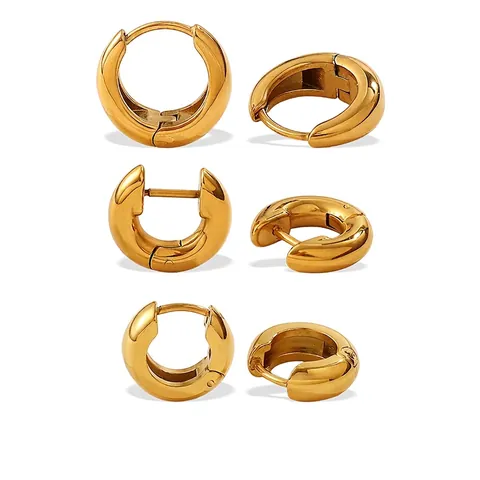 Minimalist 304 Stainless Steel Chunky Hoop Earrings For Women Gold Silver Electroplated Geometric Huggie Earrings Fashion Jewelry