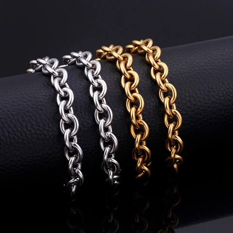 Collana Rollo Spessa Acciaio Inossidabile 316L Placcato Oro 18K Catena O Spessa Gioielli Punk Hip Hop Per Uomini Donne