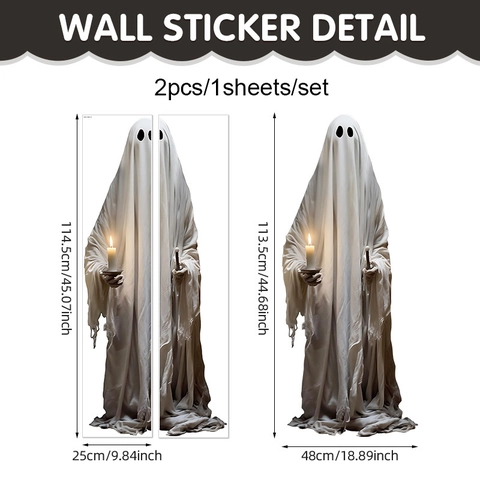 Große Halloween Gespenst Wandaufkleber PVC Selbstklebend Türdeko Für Wohnzimmer Fenster Halloween Festliche Wandtattoos