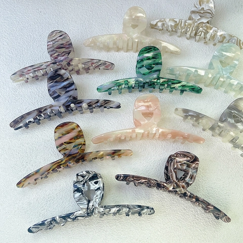 Large Acetate Hair Claw Clip Marble Pattern Shark Hairpin French Style Non-Slip Hair Accessory For Women