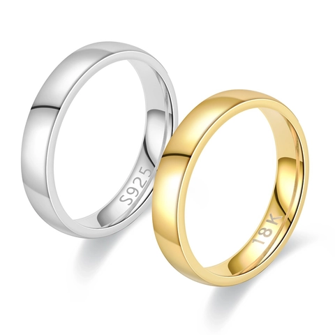 Anello Minimalista Superficie Liscia Acciaio Titanio Oro 18K Argento S925 Placcato Gioielli Geometrici Di Tendenza Per Uomo Donna