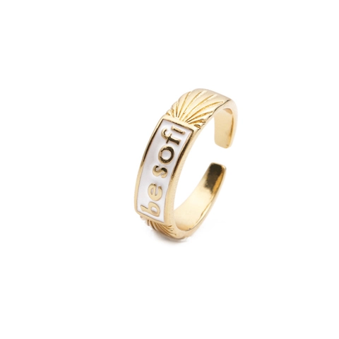 Adjustable Open Ring Copper Gold Plated With Colorful Enamel Be Soft Letter Engraving Minimalist Jewelry For Women