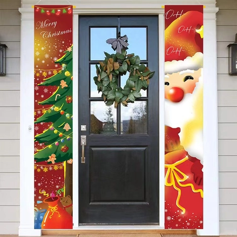 Striscioni Natalizi Per Portico Babbo Natale Albero Di Natale Cartelli Appesi Poliestere Decorazione Festiva Interni Esterni