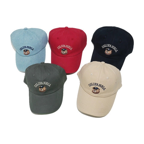 Cartoon Bear Embroidered Baseball Cap For Women Men Korean Style Cotton Adjustable Sun Hat Duck Tongue Cap Casual Outdoor Sportswear