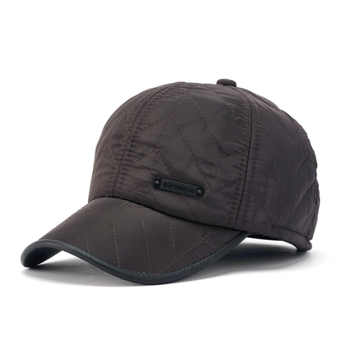 Herren Winter Baseball Kappe Gesteppt Warm Fleece Gefüttert Winddicht Outdoor Schirmmütze Verstellbar Ohrenschutz
