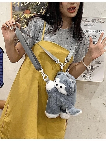 Zaino In Peluche Animale Cartone Animato Cane Orso Panda Rosso Forma Morbida Borsa A Tracolla Per Viaggi Quotidiani Donne Ragazze