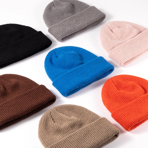 Winter Warm Knit Beanie Hat For Women Men Solid Color Ribbed Cuffed Skull Cap Casual Fashion Daily Headwear