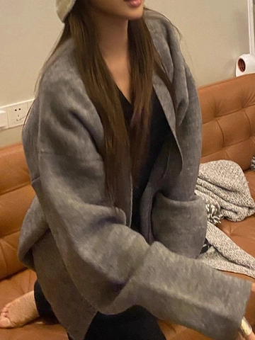 Oversized Knit Cardigan Sweater V Neck Single Breasted Long Sleeve Button Front Loose Coat For Women Soft Solid Color