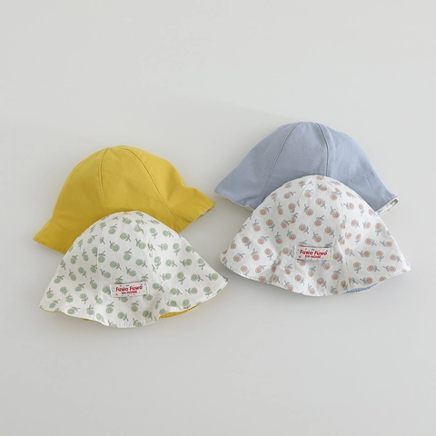 Cappello Da Sole Per Neonati Reversibile Cotone Stampa Floreale Girasole Traspirante Pieghevole Protezione