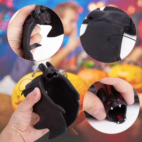 Simulation Bat Halloween Decoration Props Scary Prank Rubber Plastic Animal Hanging Pendants Black For Party Decor