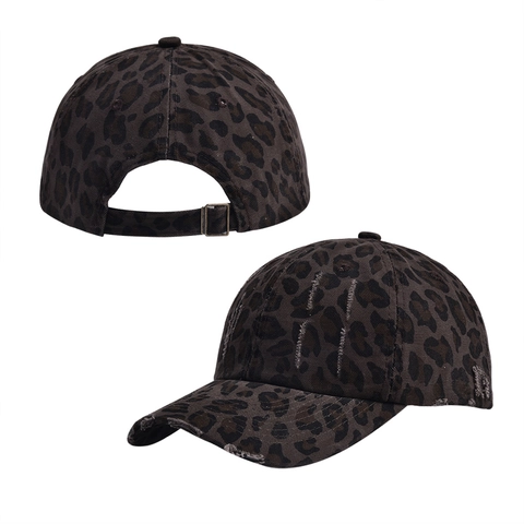 Gorra De Béisbol Estampado Leopardo Algodón Ajustable Visera Curva Estilo Y2K Vintage Streetwear Hombres Mujeres