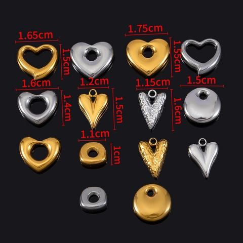 Colgantes De Corazón Redondos De Acero Inoxidable Para Hacer Joyas DIY Accesorios Collar Pulsera Pendientes