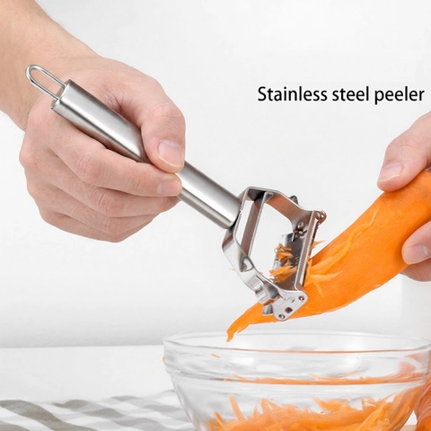 Stainless Steel Peeler And Julienne Shredder Dual Head Multifunctional Vegetable Fruit Cutter Tool With Hanging Hook