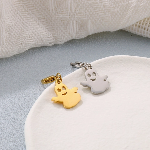 Dijes De Fantasma De Acero Inoxidable Con Cierre De Langosta Para Creación De Joyas DIY Halloween Lindo Hueco Novedad