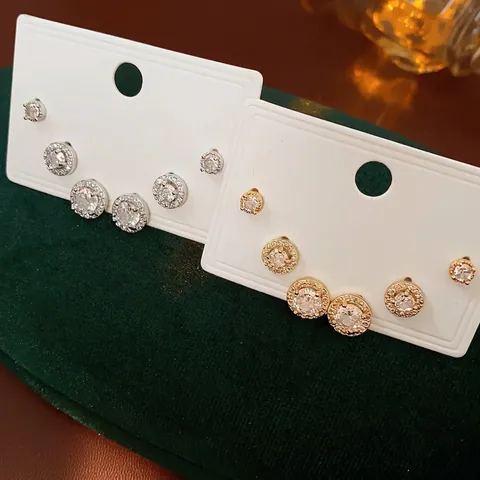 Boucles D Oreilles Rondes Halo En Zircone Cubique Avec Tige En Argent Base En Cuivre Bijoux Brillants Polyvalents Pour Femmes